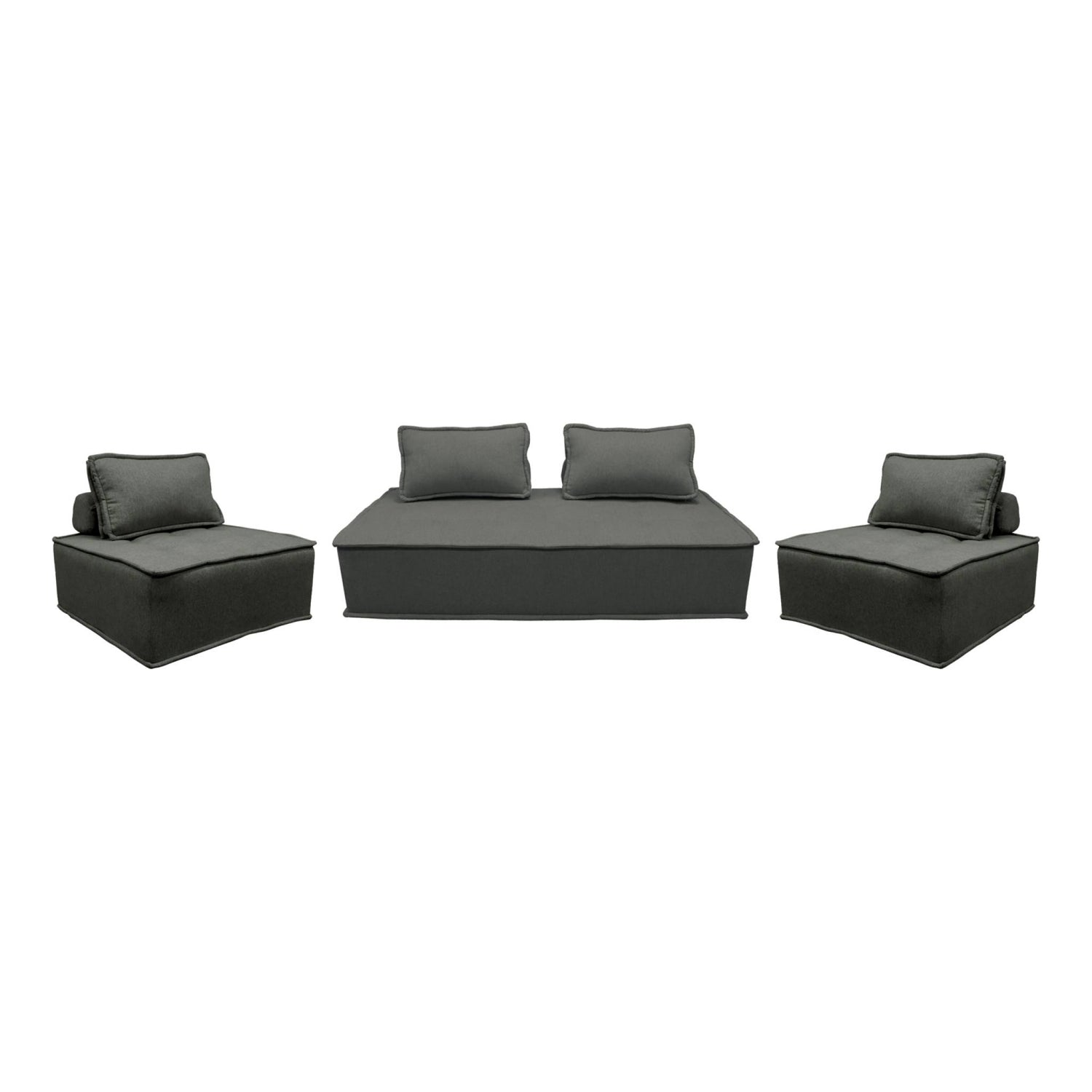 sweeek - Set van 2 fauteuils met 2-zitsbank in stof, met kussen