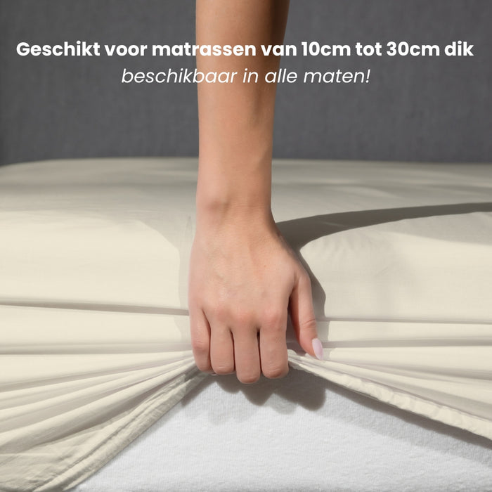 Superieur - Hoeslaken -  Katoen - Crème - 180x220cm