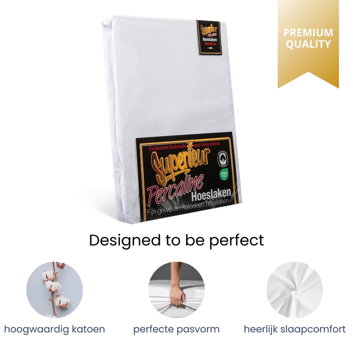 Superieur - Hoeslaken -  Katoen - Wit - 70x200cm
