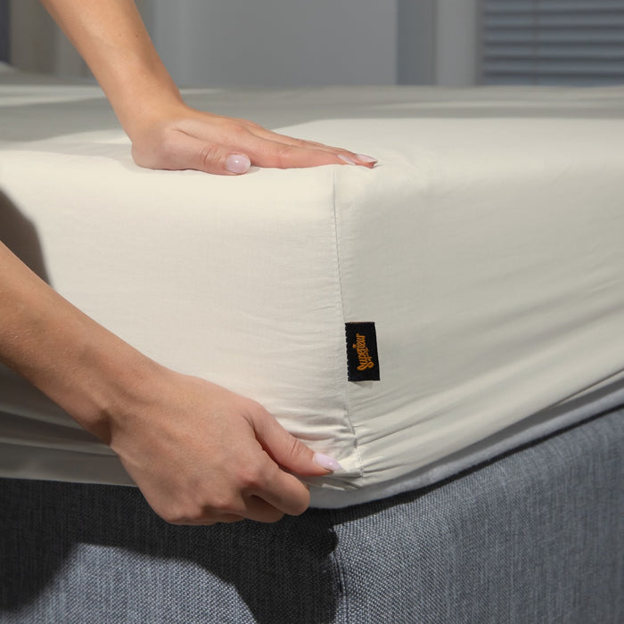 Superieur - Hoeslaken -  Katoen - Crème - 90x220cm