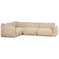 WOOOD Baggy Hoekbank Links - Geweven Chenille - Zand - 81x301x210