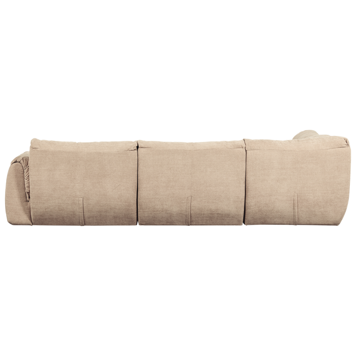 WOOOD Baggy Hoekbank Links - Geweven Chenille - Zand - 81x301x210