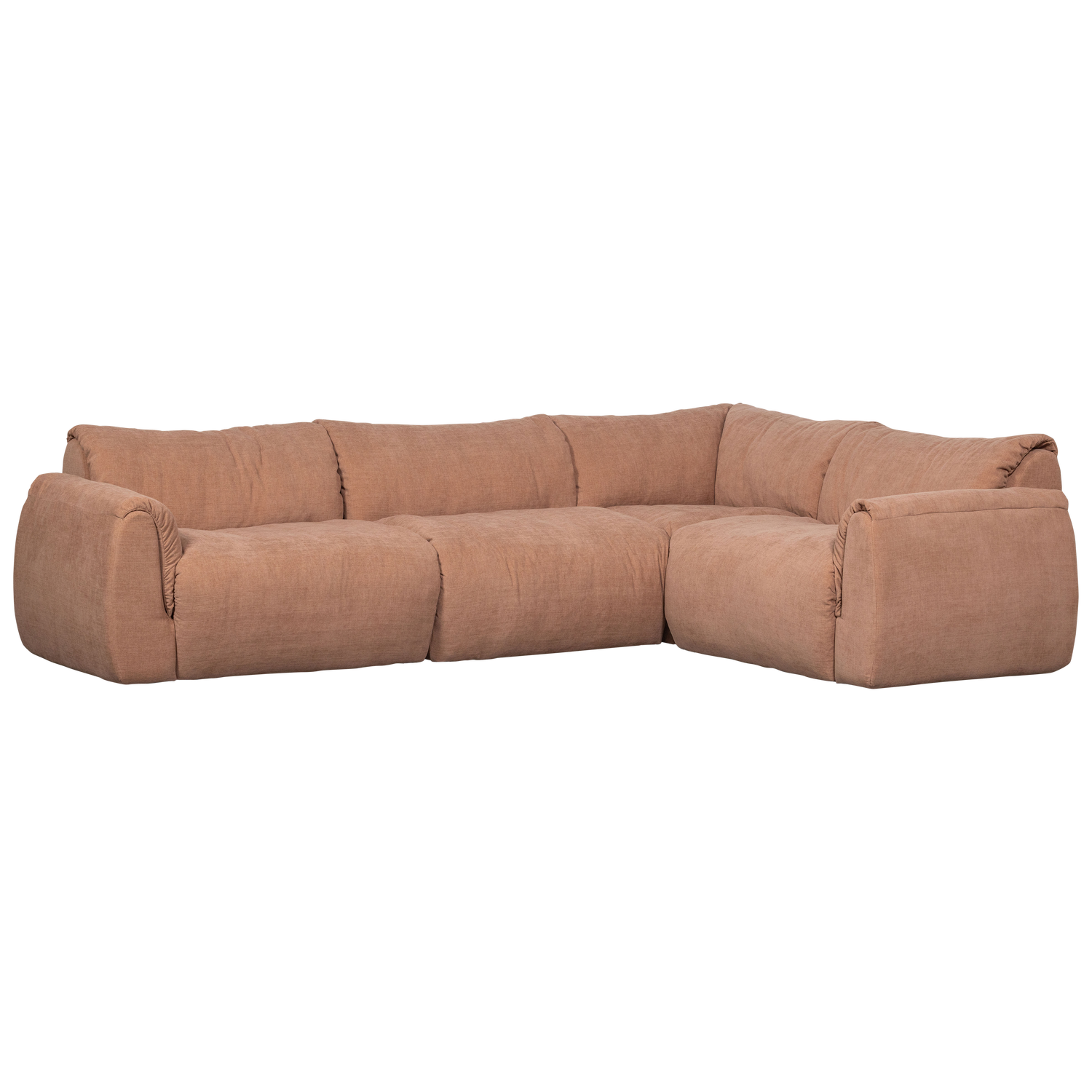 WOOOD Baggy Hoekbank Rechts - Geweven Chenille - Oud Roze - 81x396x214