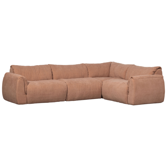 WOOOD Baggy Hoekbank Rechts - Geweven Chenille - Oud Roze - 81x396x214