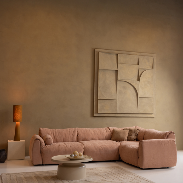 WOOOD Baggy Hoekbank Rechts - Geweven Chenille - Oud Roze - 81x396x214