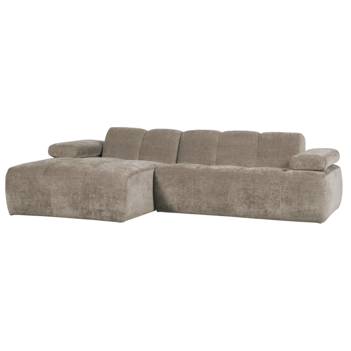 WOOOD Mojo Chaise Longue Bank Links - Geweven Ribstof - Donker Zand