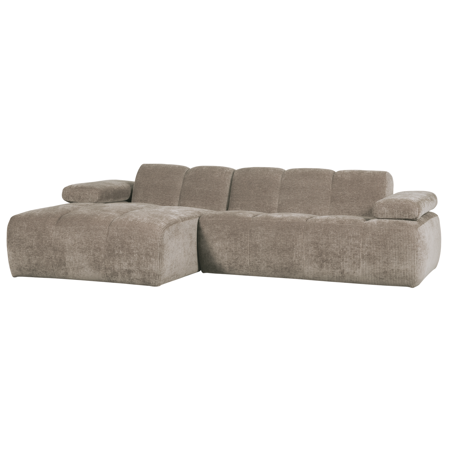 WOOOD Mojo Chaise Longue Bank Links - Geweven Ribstof - Donker Zand
