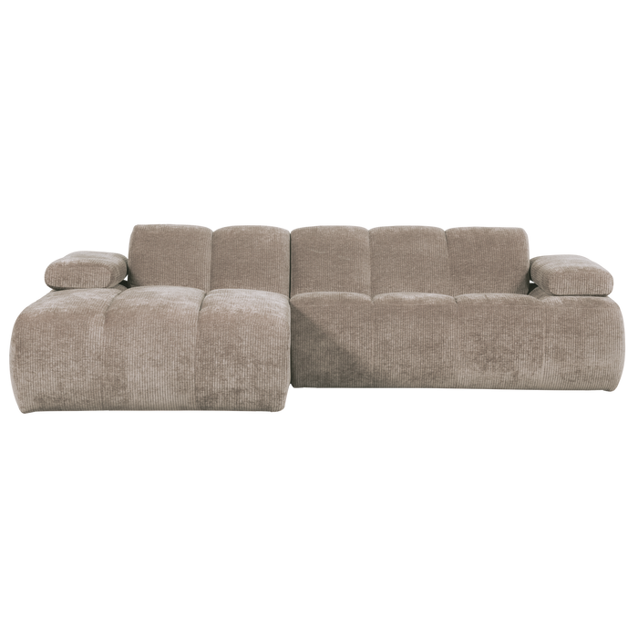 WOOOD Mojo Chaise Longue Bank Links - Geweven Ribstof - Donker Zand