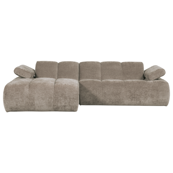 WOOOD Mojo Chaise Longue Bank Links - Geweven Ribstof - Donker Zand