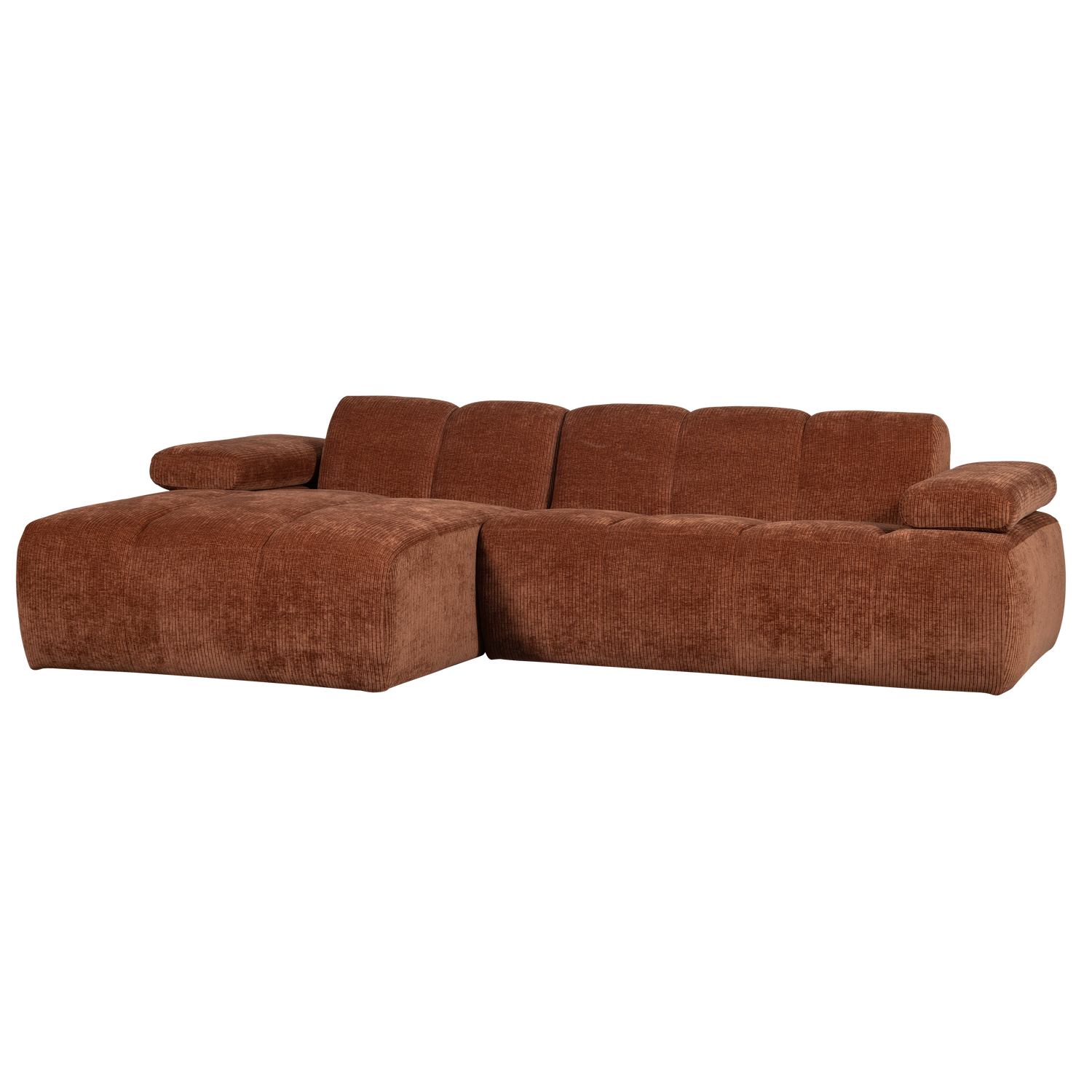WOOOD Mojo Chaise Longue Bank Links - Geweven Ribstof - Roest Bruin
