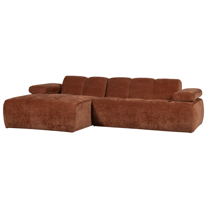 WOOOD Mojo Chaise Longue Bank Links - Geweven Ribstof - Roest Bruin