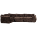 WOOOD Baggy Hoekbank Links - 3D Chenille - Donker Bruin - 81x301x210