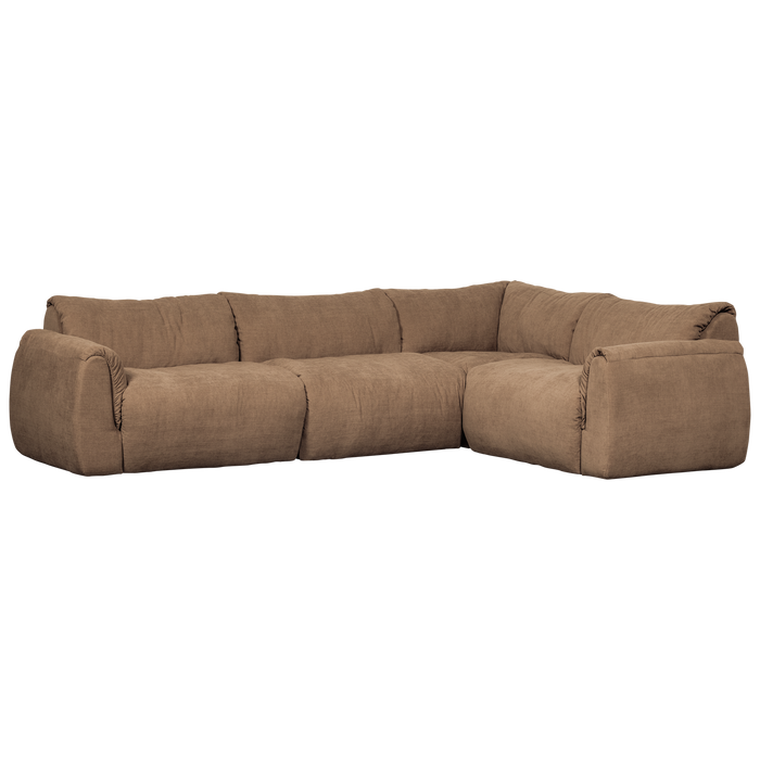 WOOOD Baggy Hoekbank Rechts - Geweven Chenille - Bruin - 81x396x214