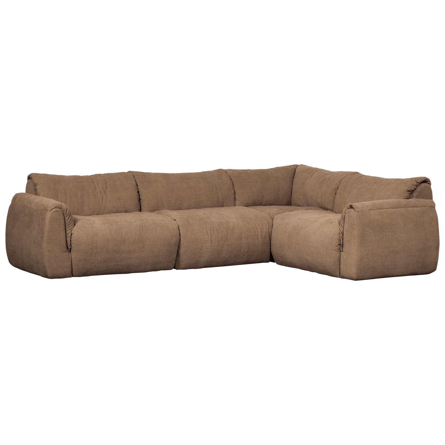 WOOOD Baggy Hoekbank Rechts - Geweven Chenille - Bruin - 81x396x214