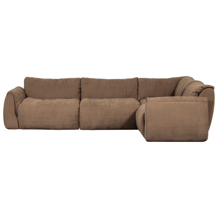 WOOOD Baggy Hoekbank Rechts - Geweven Chenille - Bruin - 81x396x214