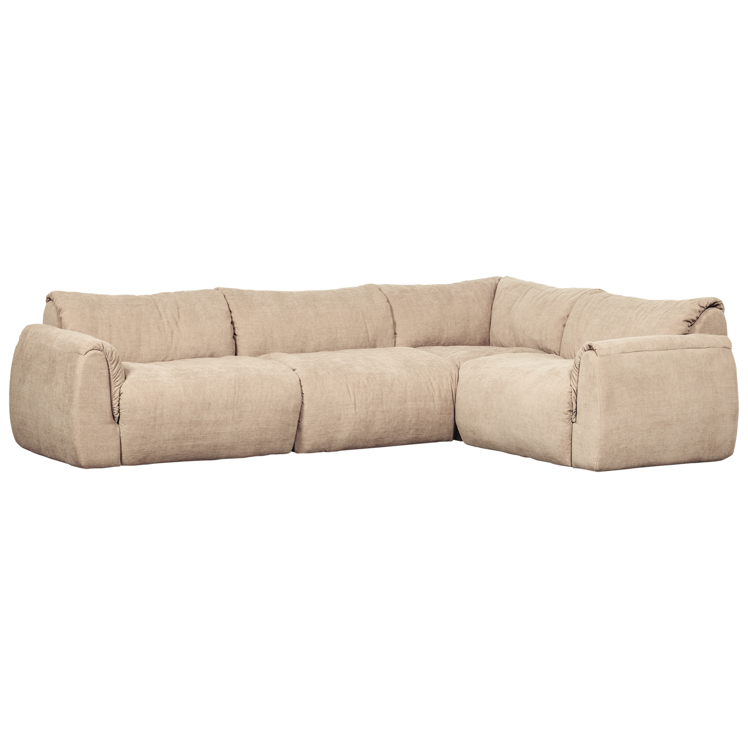 WOOOD Baggy Hoekbank Rechts - Geweven Chenille - Zand - 81x396x214