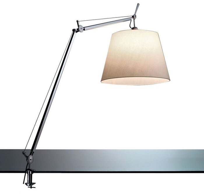 Artemide Tolomeo Mega klemlamp LED met snoerdimmer perkament 36 cm