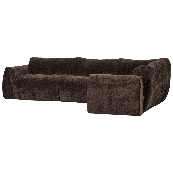 WOOOD Baggy Hoekbank Rechts - 3D Chenille - Donker Bruin - 81x396x214
