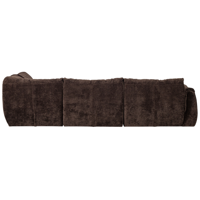 WOOOD Baggy Hoekbank Rechts - 3D Chenille - Donker Bruin - 81x396x214
