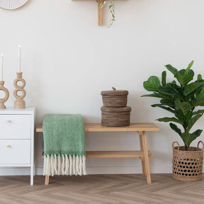 Artichok Petra Wollen Plaid Met Franjes Groen - 170 x 130 cm