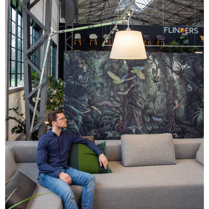 Artemide Tolomeo Mega Terra booglamp LED 3000K snoerdimmer alu grijs