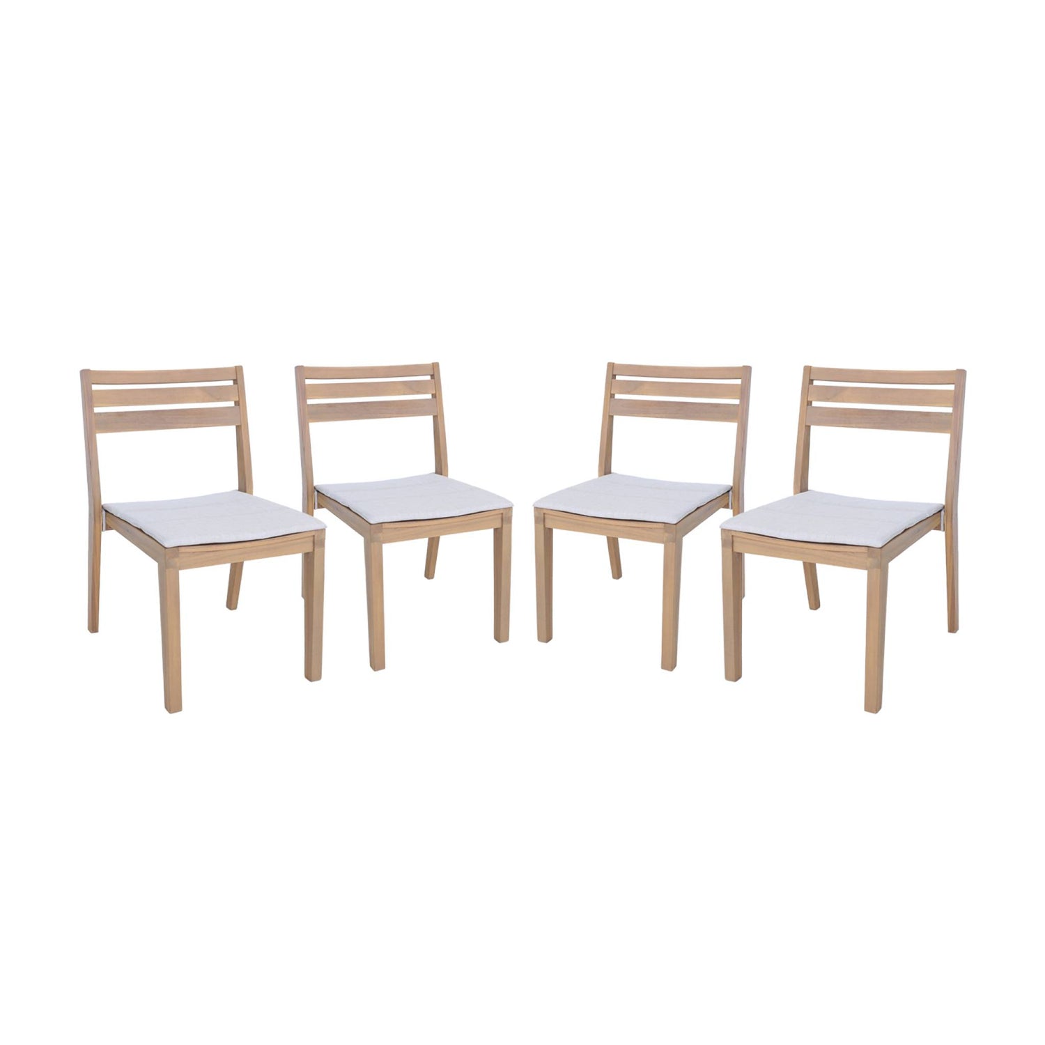 sweeek - Set van 4 acaciahouten tuinstoelen met kussen