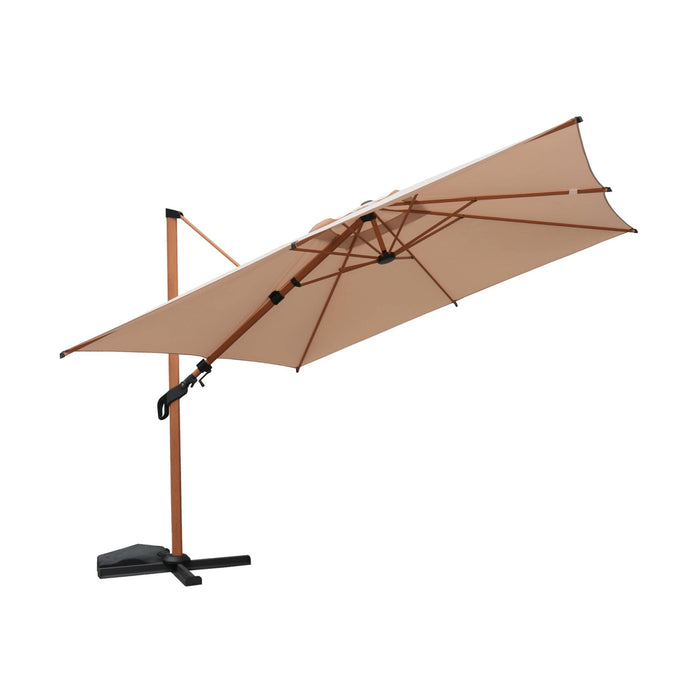 sweeek - Vierkante parasol 3x3m, mast met houtlook