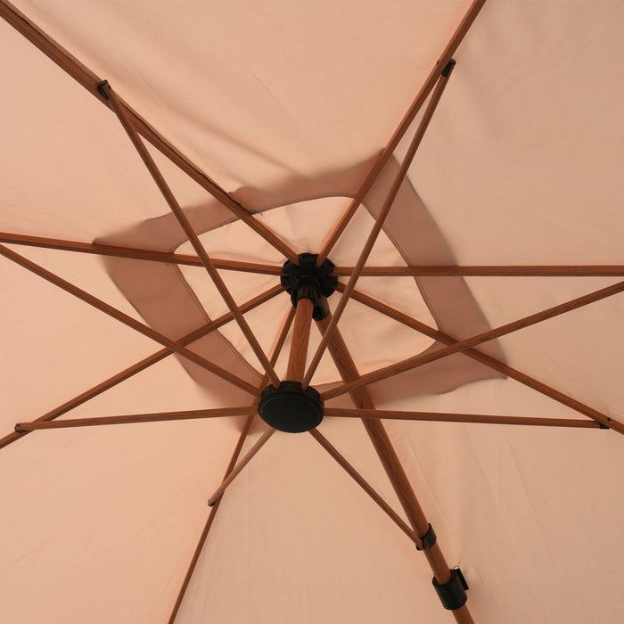 sweeek - Vierkante parasol 3x3m, mast met houtlook
