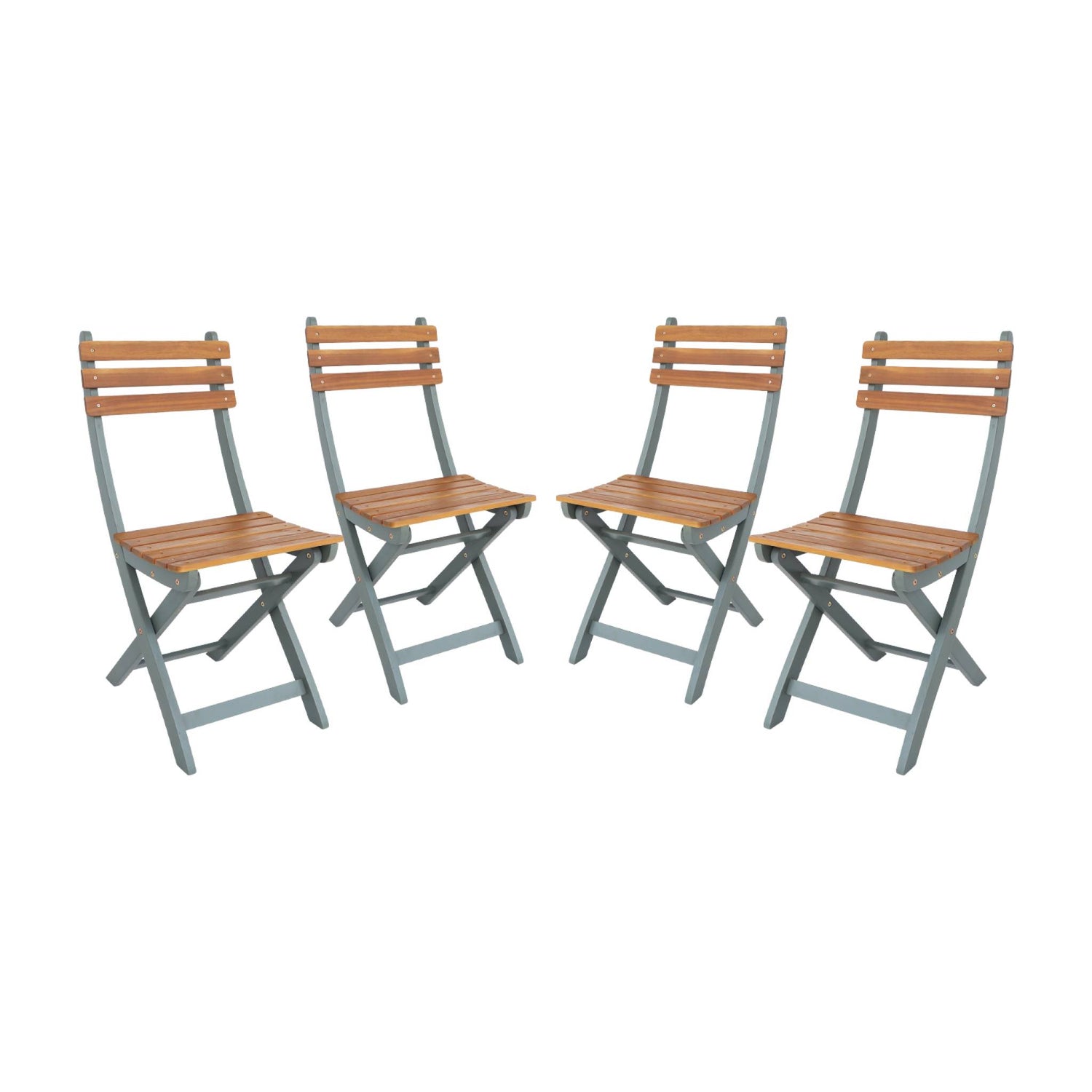 sweeek - Vouwbare acacia tuinstoel (Set van 4)