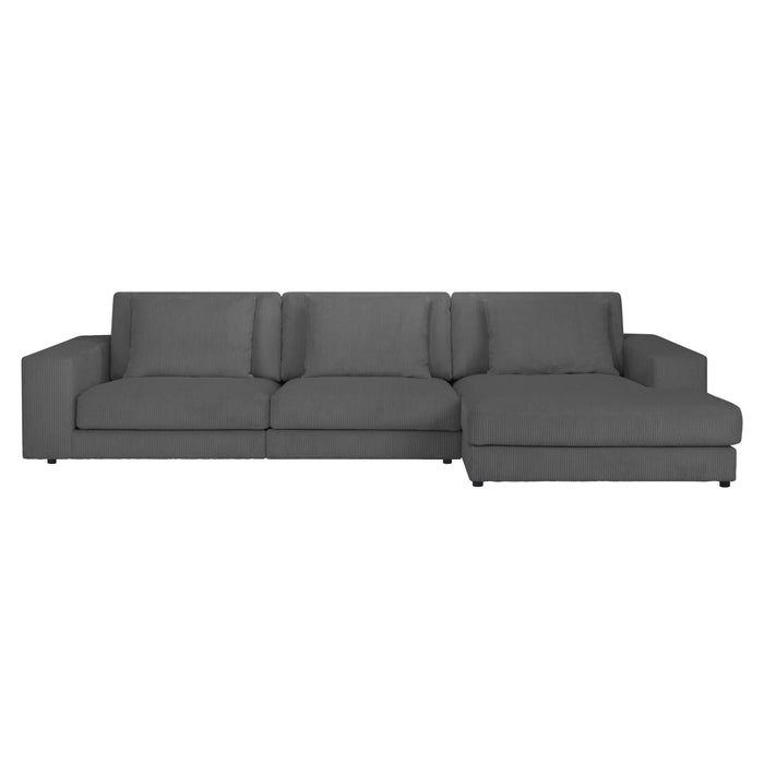 by fonQ Snug 3-zits Hoekbank met Chaise Longue Rechts - Donkergrijs
