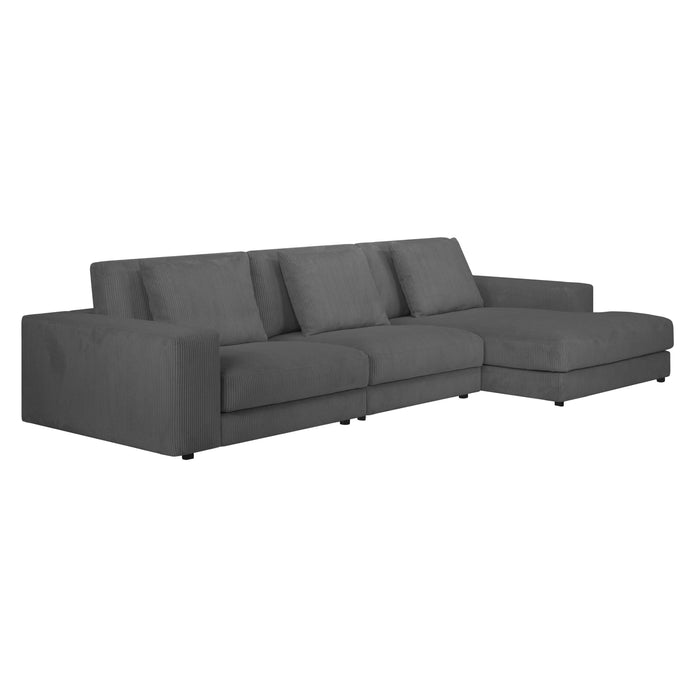 by fonQ Snug 3-zits Hoekbank met Chaise Longue Rechts - Donkergrijs