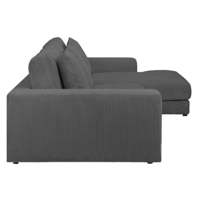 by fonQ Snug 3-zits Hoekbank met Chaise Longue Rechts - Donkergrijs
