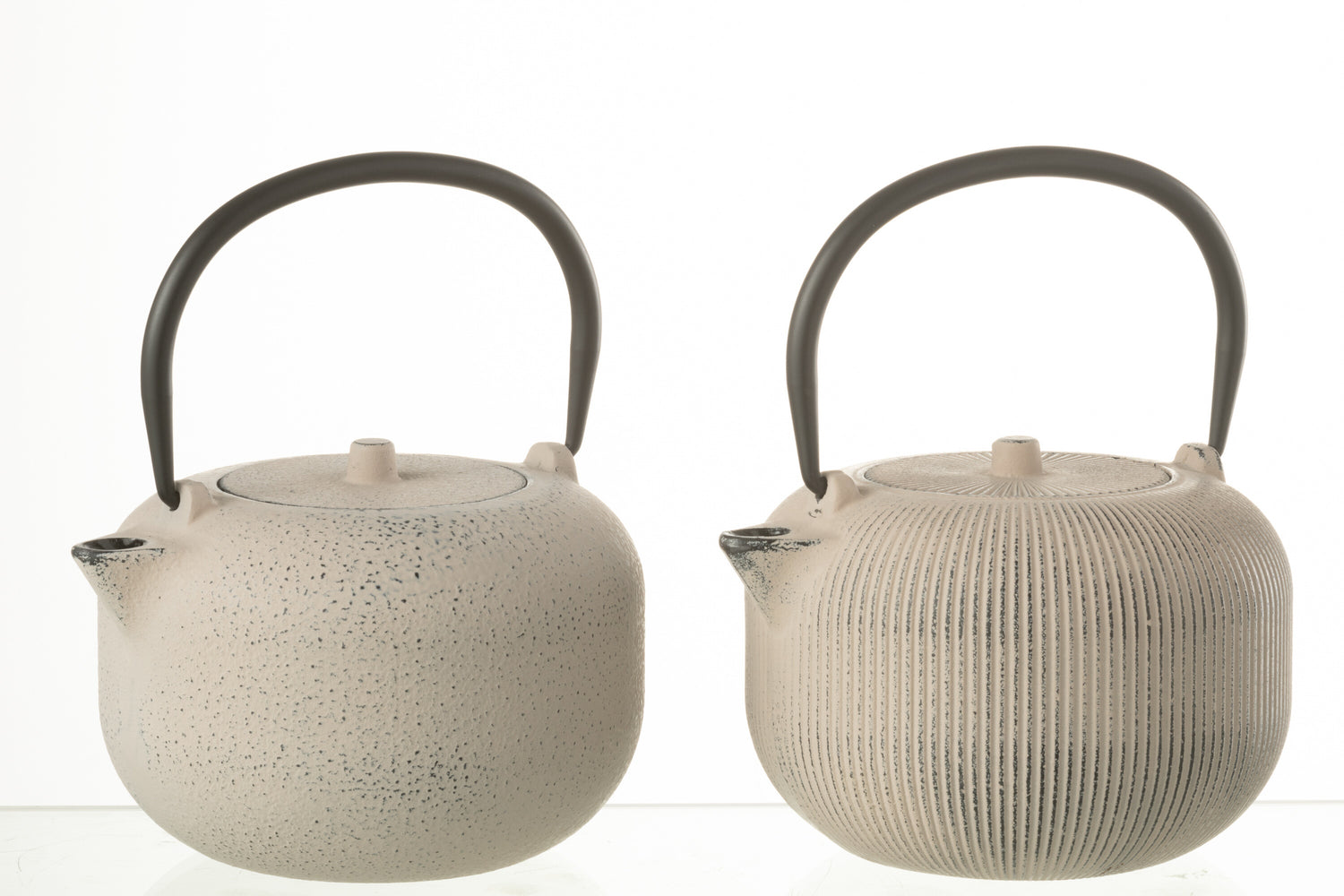 J-Line theepot - metaal - beige - 2 stuks