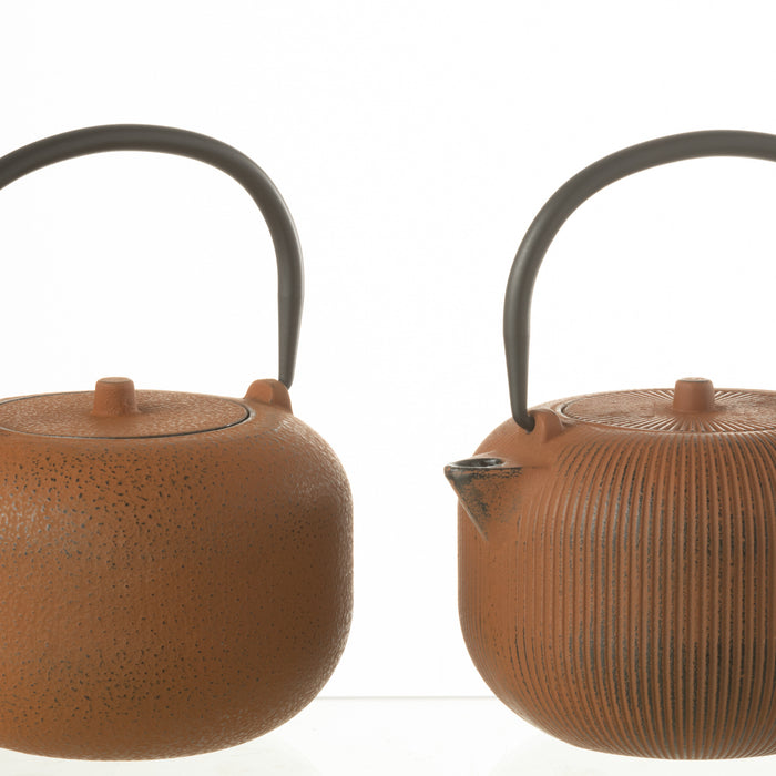 J-Line theepot - metaal - bruin - 2 stuks