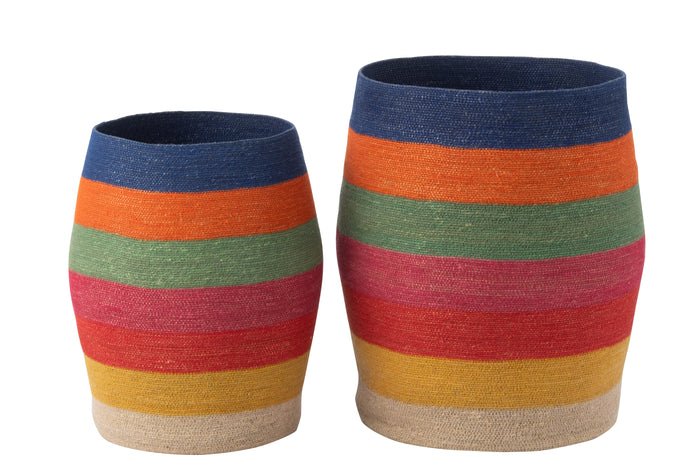 J-Line Set Van 2 Mand Regenboog Strepen Zeegras Mix