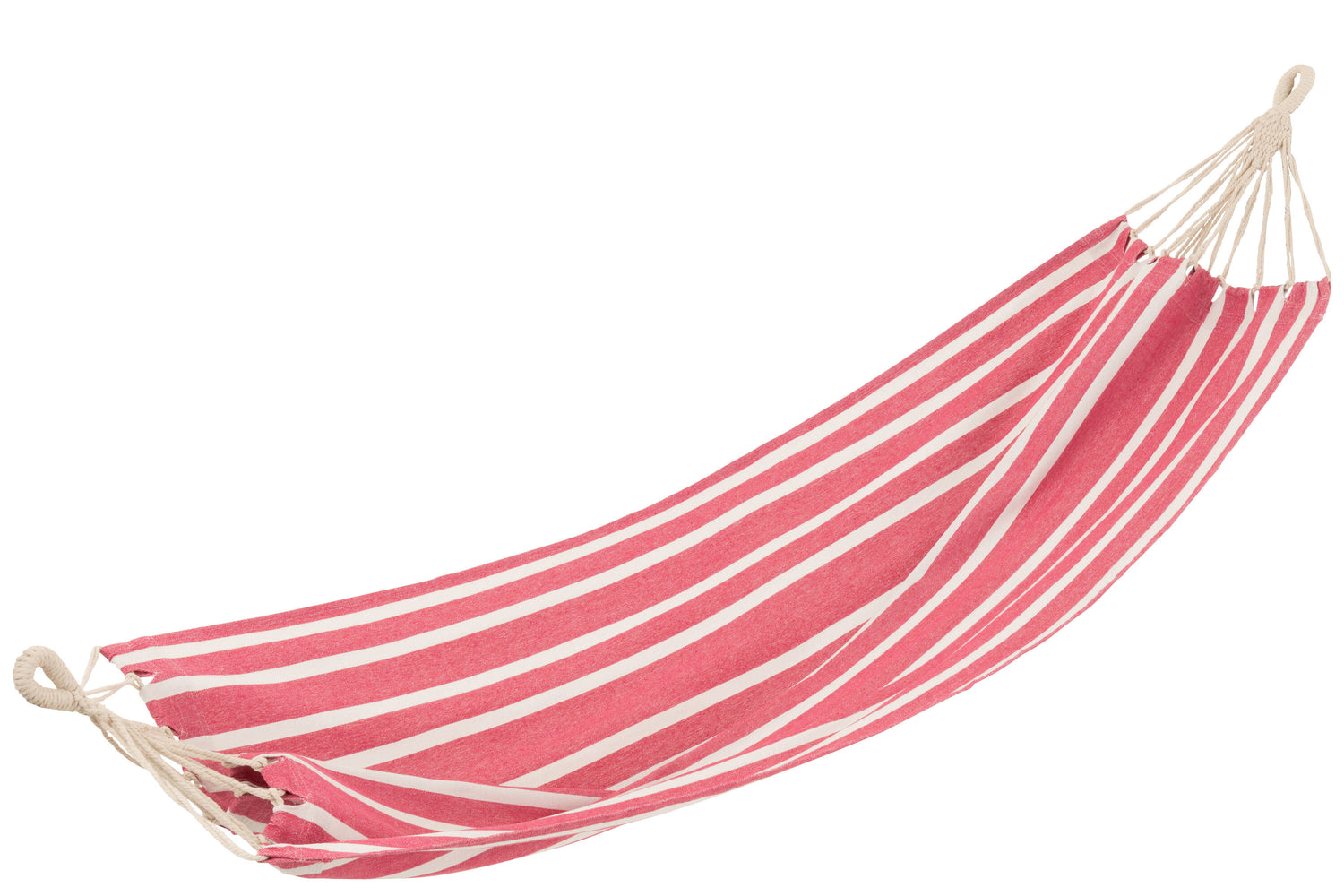 J-Line hangmat Strepen - katoen|polyester - roze|wit