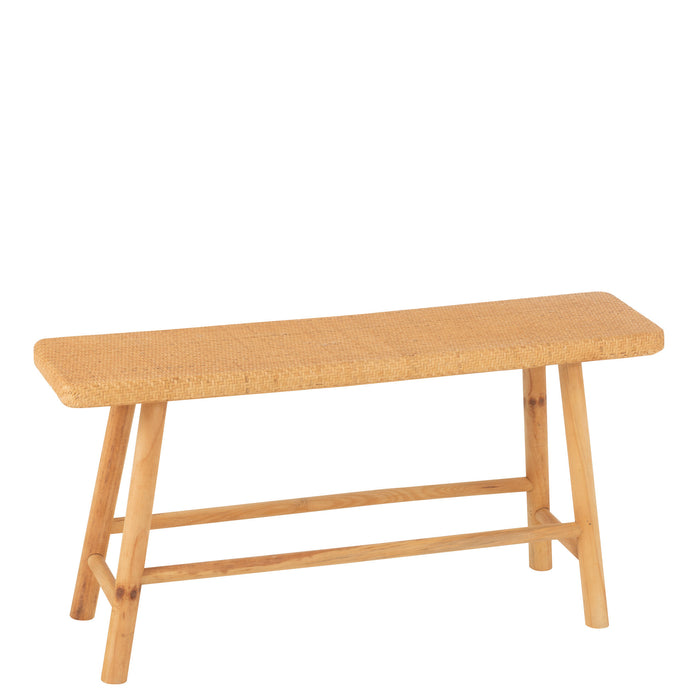 J-Line bank Rechthoekig - jute|sparhout - naturel