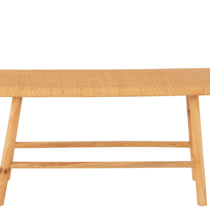 J-Line bank Rechthoekig - jute|sparhout - naturel