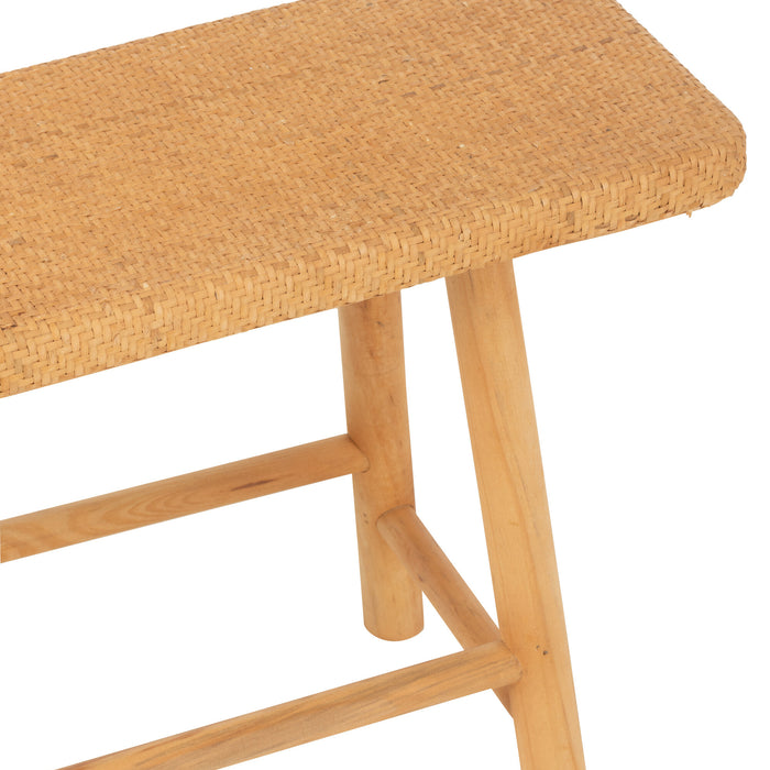 J-Line bank Rechthoekig - jute|sparhout - naturel