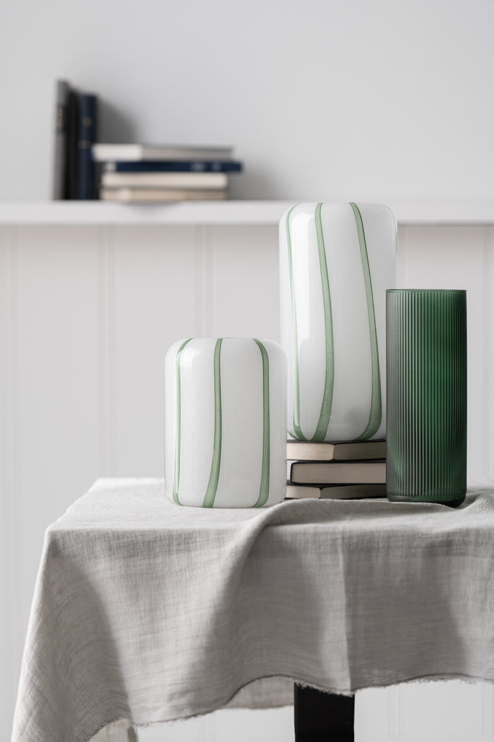 J-Line vaas Mimi - glas - wit|groen - small - Ø 16 cm