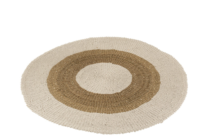 J-Line tapijt Rond - zeegras - wit|naturel - medium