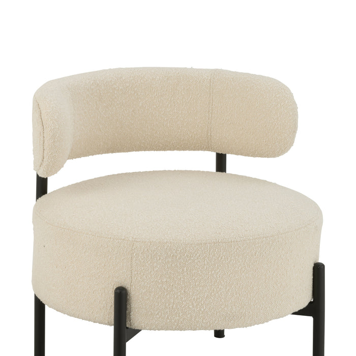 J-Line loungestoel Bouclé - multiplex|polyester - wit|zwart
