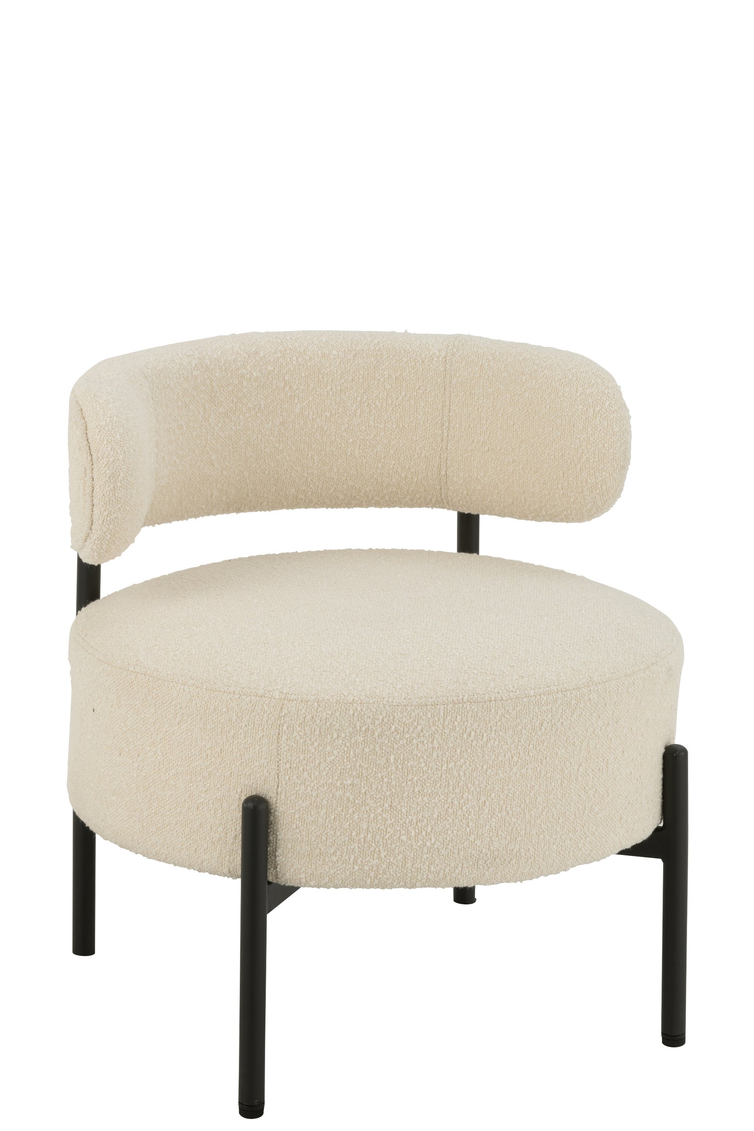 J-Line loungestoel Bouclé - multiplex|polyester - wit|zwart