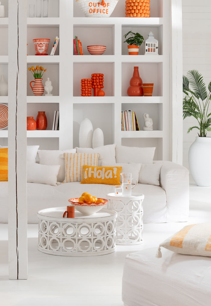 J-Line vaas Sinaasappels - keramiek - oranje - small  - 18 cm hoog