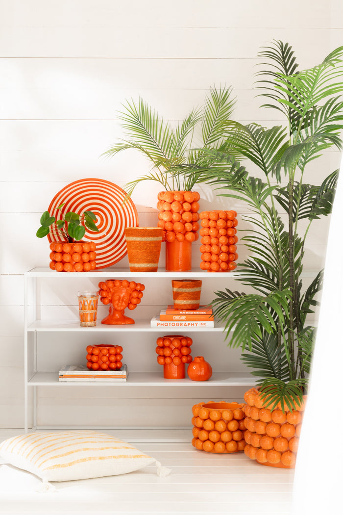 J-Line vaas Sinaasappels - keramiek - oranje - small  - 18 cm hoog