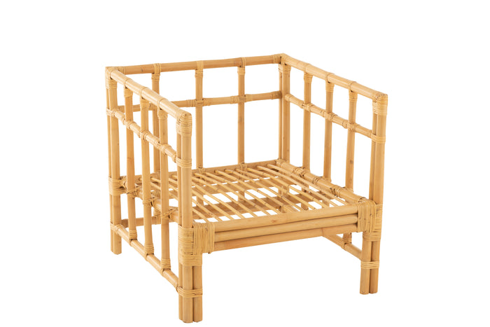 J-Line armstoel Elise + Kkussen - rotan|textiel - naturel|wit