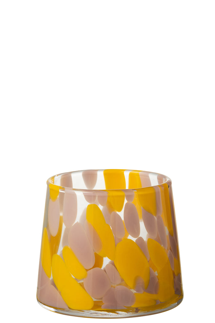 J-Line windlicht Spikkels - glas - roze|oker