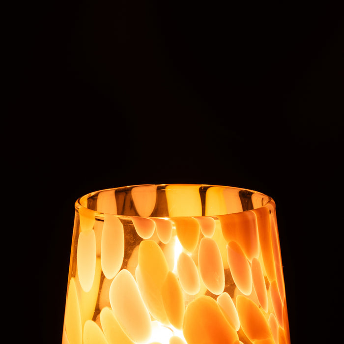 J-Line windlicht Spikkels - glas - roze|oker