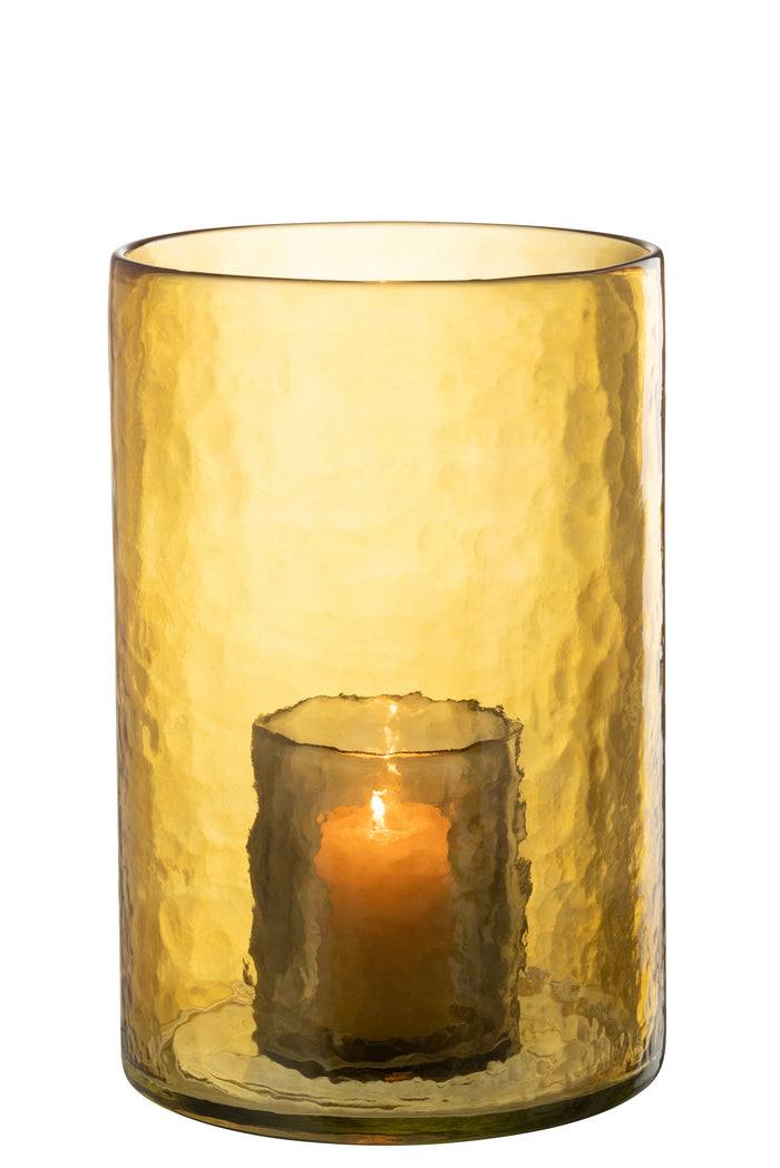 J-Line windlicht Dubbel - glas - geel - large