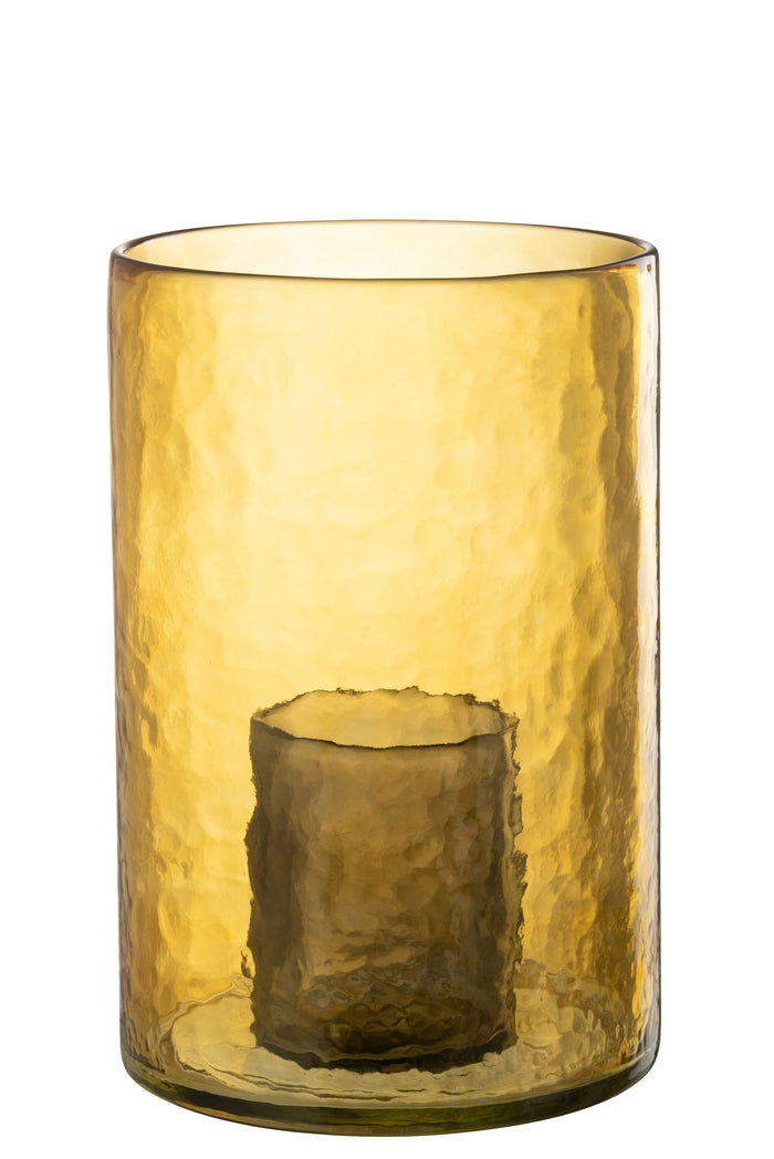 J-Line windlicht Dubbel - glas - geel - large